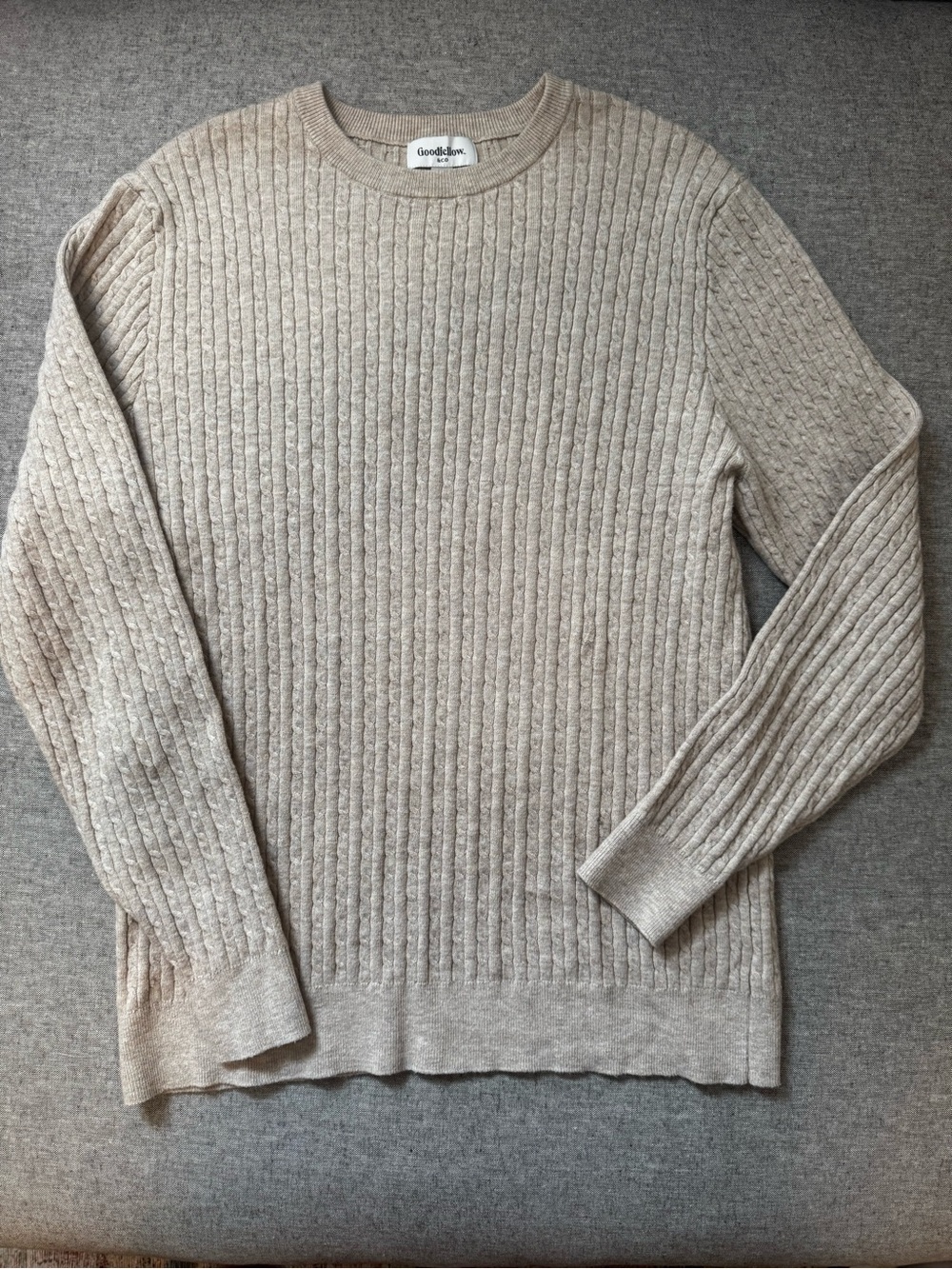 Goodfellow Mens Cable Knit Sweater M Cream Preppy Fisherman Neutral Academia